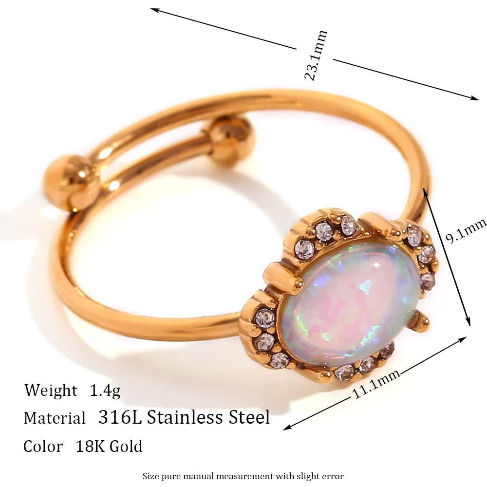 Natural Opal Stone Rings- Adjustable