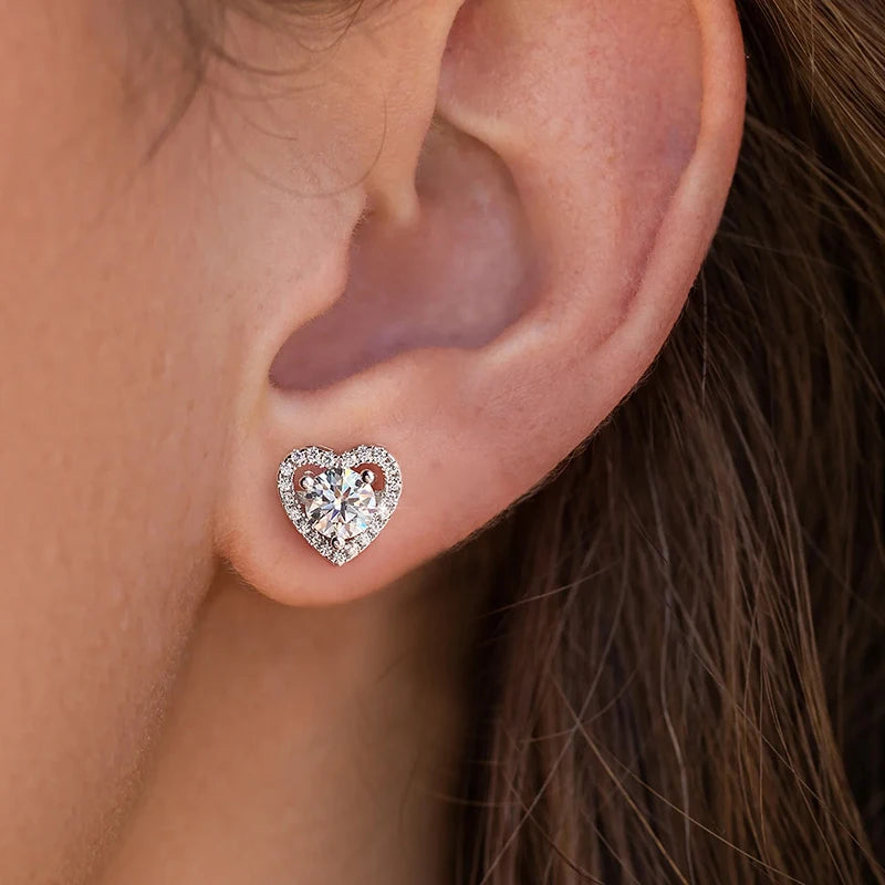 Heart Halo Stud Earrings