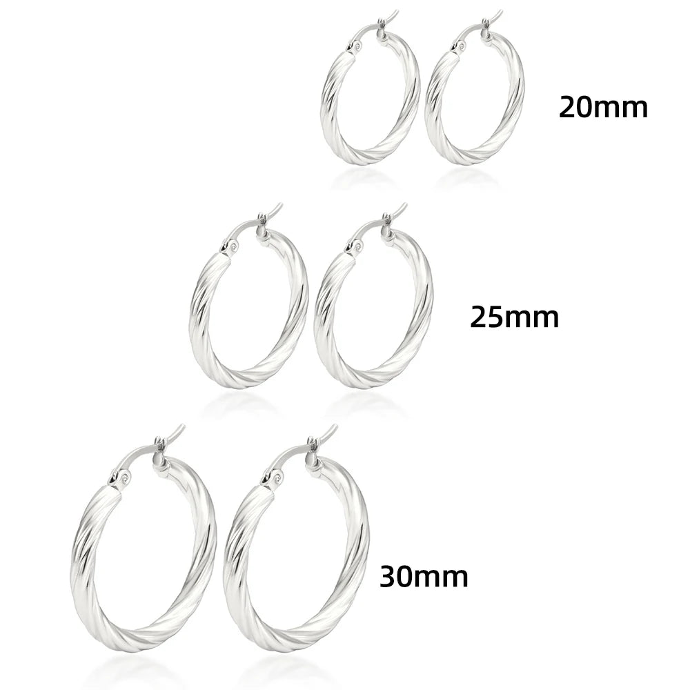 3pair Vintage Twisted Hoop Earrings