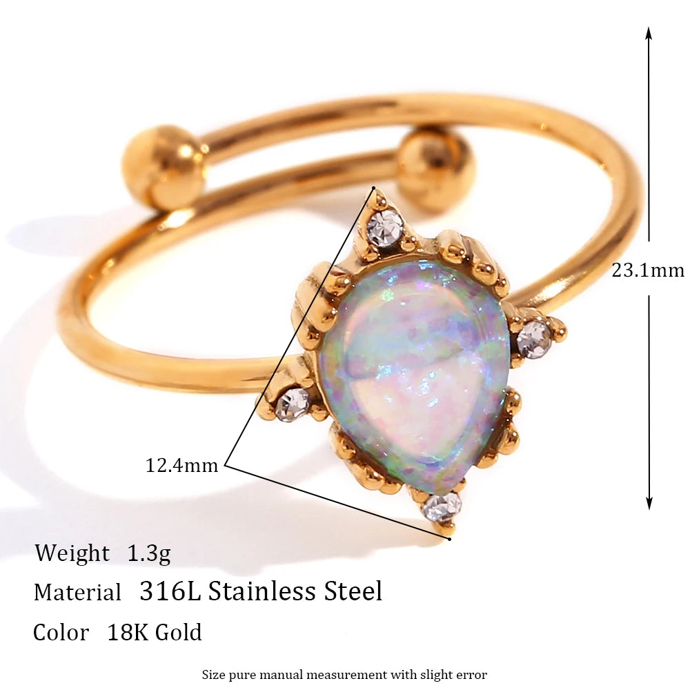 Natural Opal Stone Rings- Adjustable