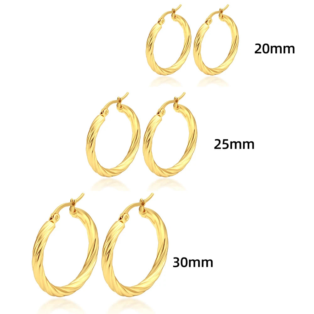3pair Vintage Twisted Hoop Earrings