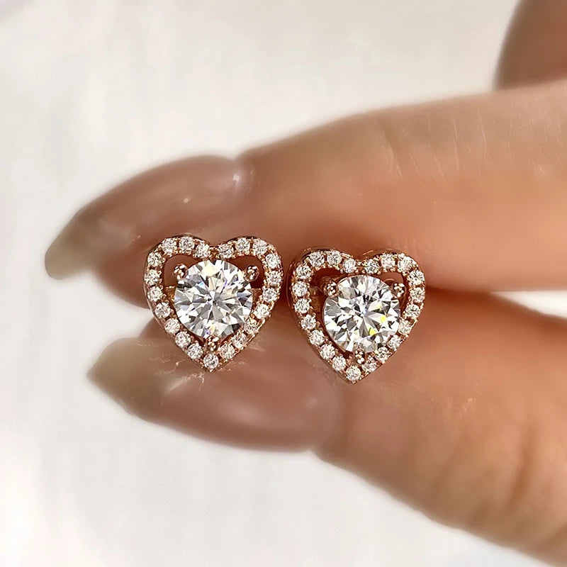 Heart Halo Stud Earrings