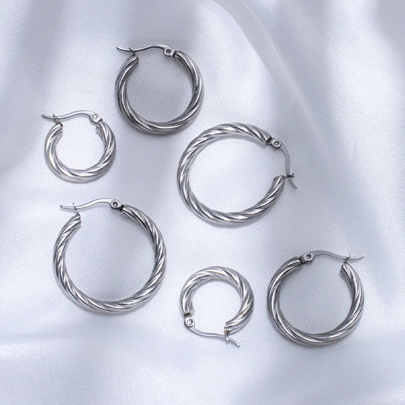 3pair Vintage Twisted Hoop Earrings