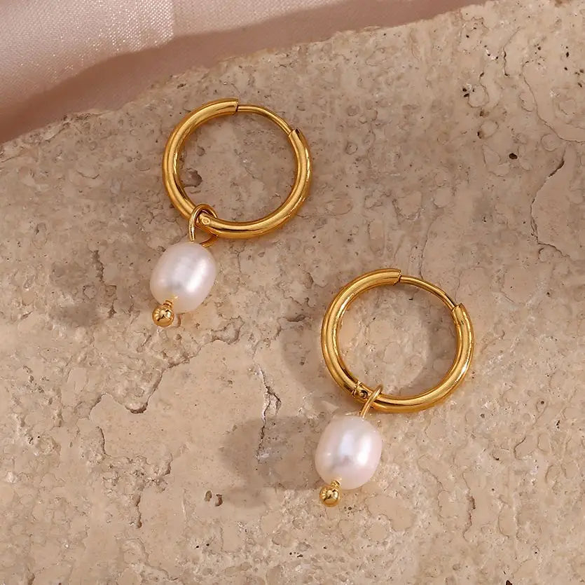 Small Hoop Freshwater Pearl earring