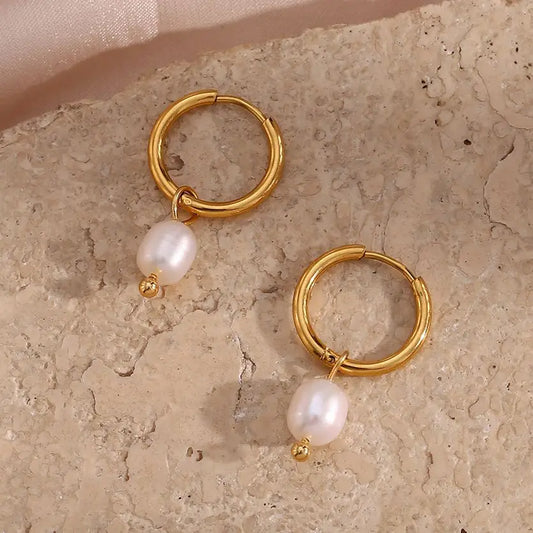 Small Hoop Freshwater Pearl earring