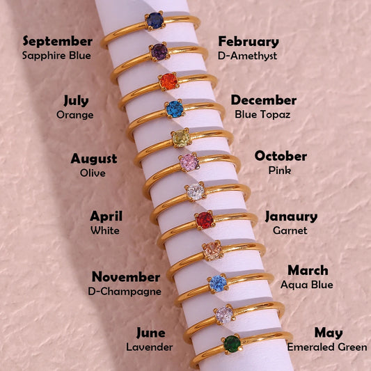 Birthstone Rings- Gold Plated Stainless Steel