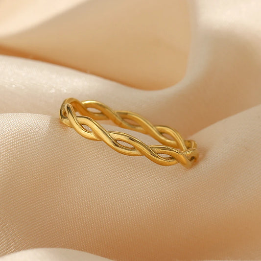 Braided Twisted Thin Gold Ring