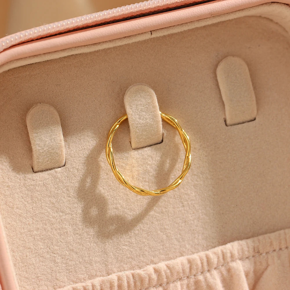 Braided Twisted Thin Gold Ring