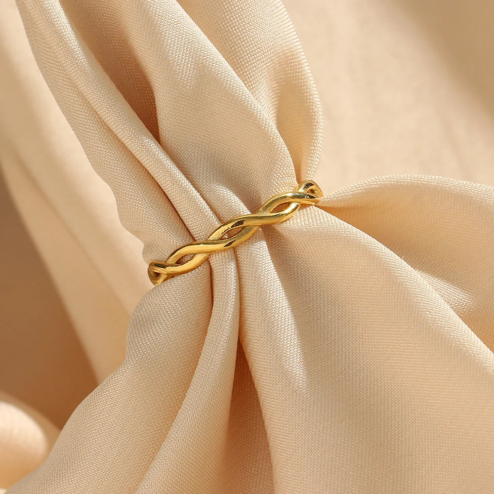 Braided Twisted Thin Gold Ring