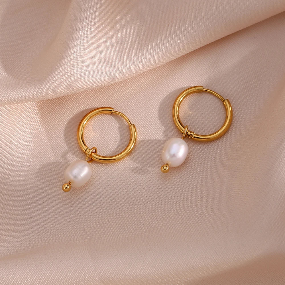 Small Hoop Freshwater Pearl earring