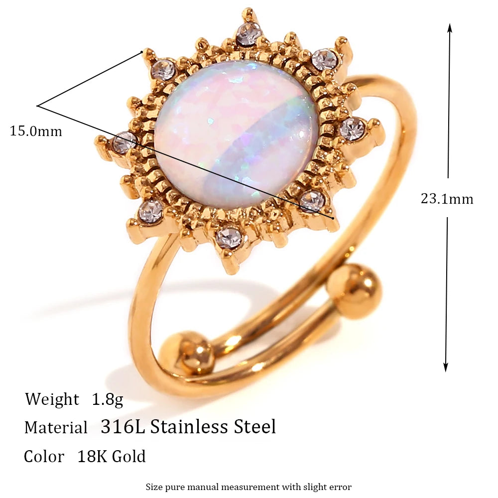 Natural Opal Stone Rings- Adjustable