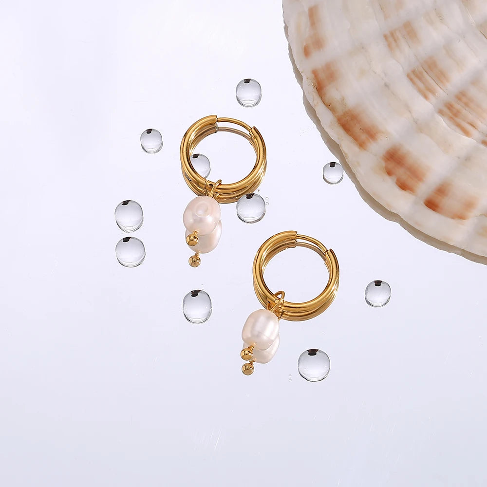 Small Hoop Freshwater Pearl earring