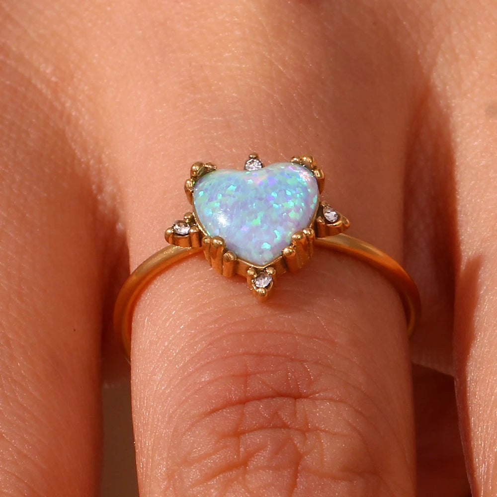 Natural Opal Stone Rings- Adjustable
