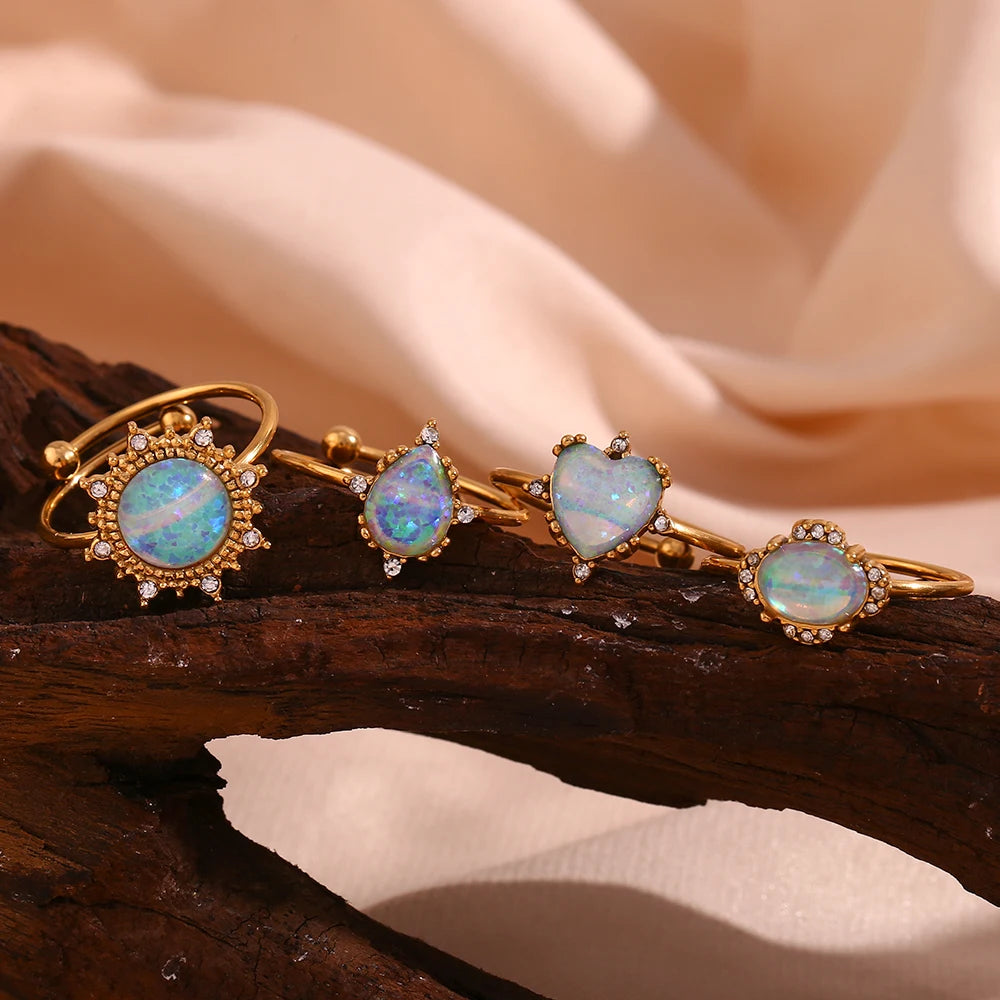Natural Opal Stone Rings- Adjustable