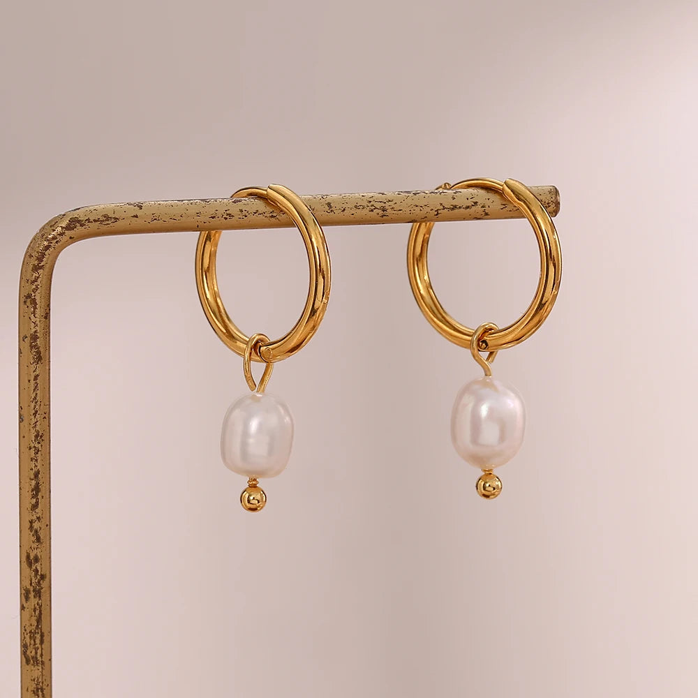 Small Hoop Freshwater Pearl earring