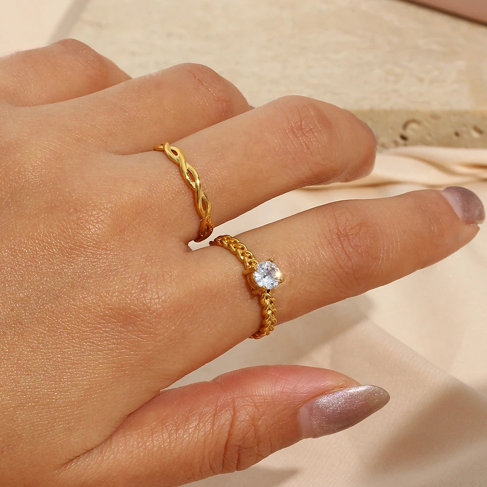 Braided Twisted Thin Gold Ring