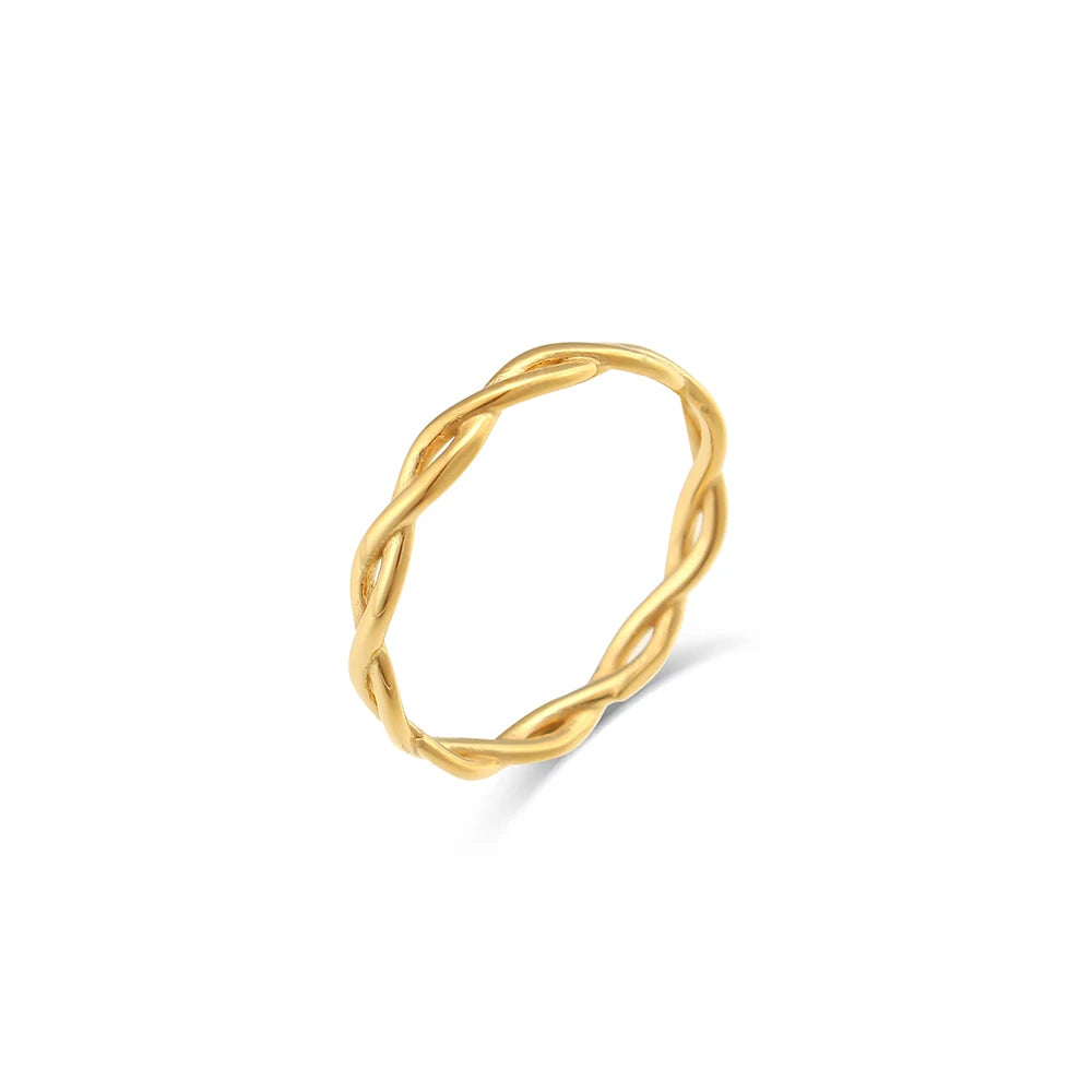 Braided Twisted Thin Gold Ring
